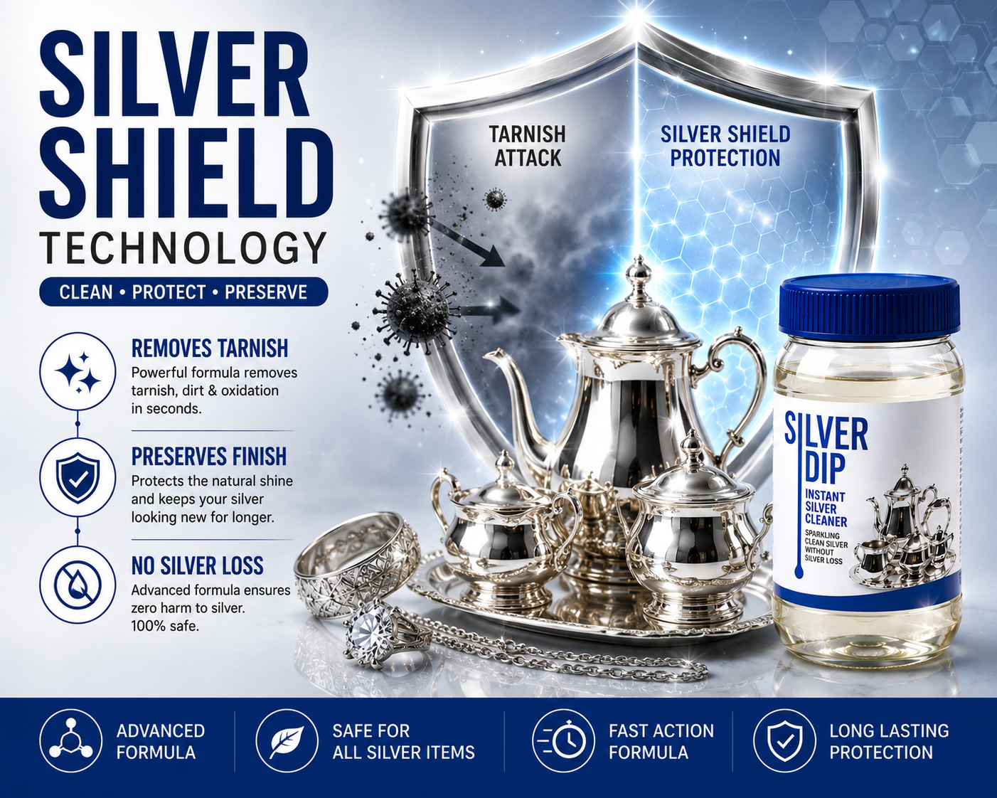 Silver Dip Tarnish Remover for Silver Jewellery, Coins & Utensils(Buy 1 Get 1)