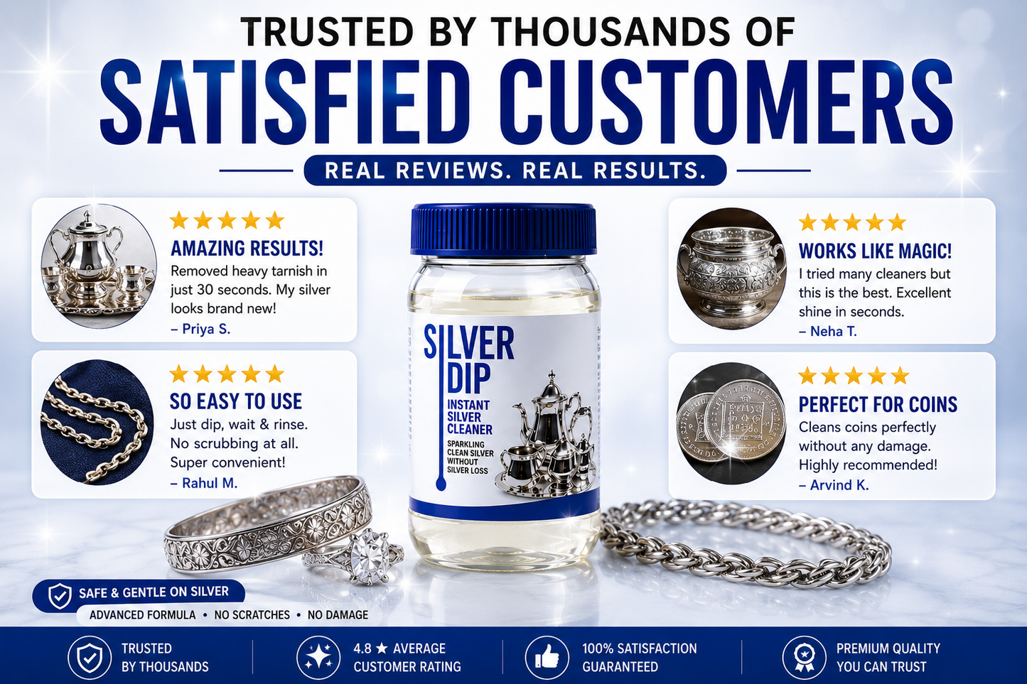 Silver Dip Tarnish Remover for Silver Jewellery, Coins & Utensils(Buy 1 Get 1)
